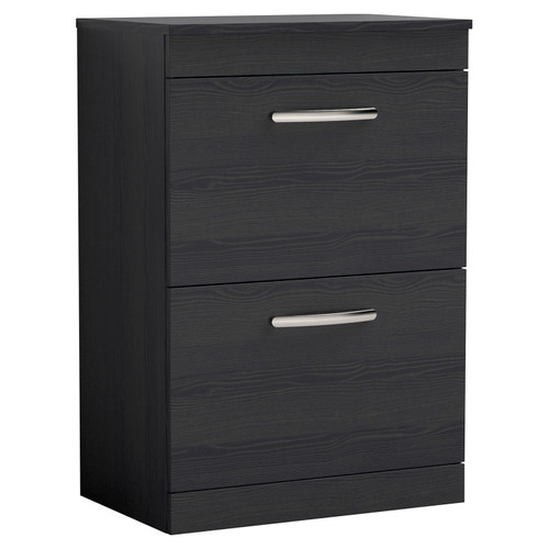 Nuie Athena Charcoal Black 600mm 2 Drawer Vanity Unit with Worktop - ATH033W Main Image