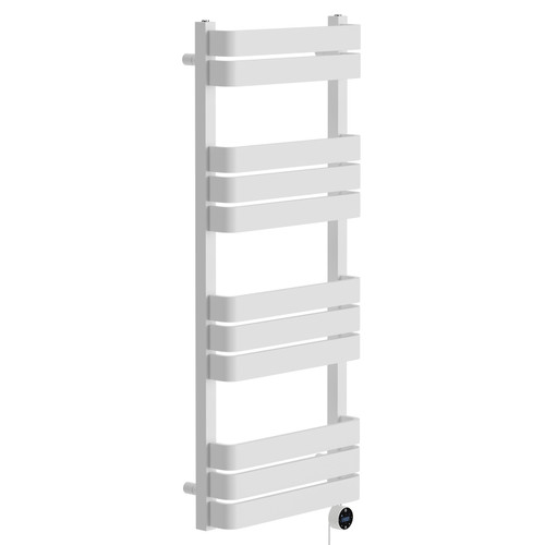 Darby White 1200mm x 500mm Curved Wifi Thermostatic Electric Heated Towel Rail