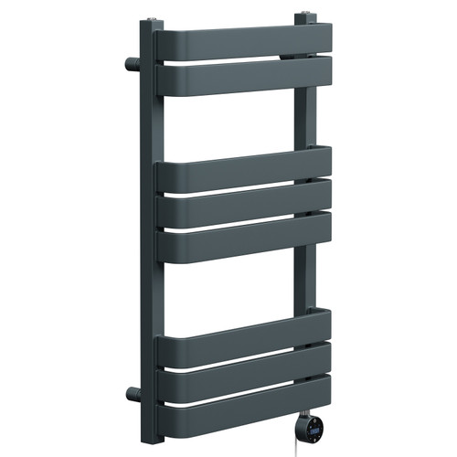 Darby Anthracite 850mm x 500mm Curved Wifi Thermostatic Electric Heated Towel Rail