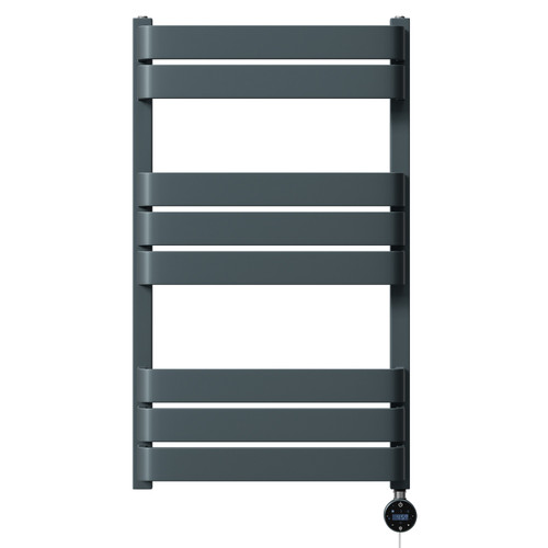 Darby Anthracite 850mm x 500mm Curved Wifi Thermostatic Electric Heated Towel Rail