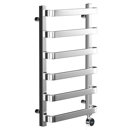 Milton Chrome 800mm x 500mm Curved Wifi Thermostatic Electric Heated Towel Rail