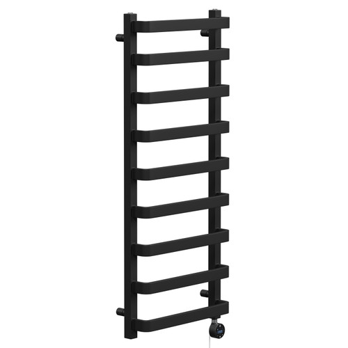 Milton Colore Matt Black 1200mm x 500mm Curved Wifi Thermostatic Electric Heated Towel Rail