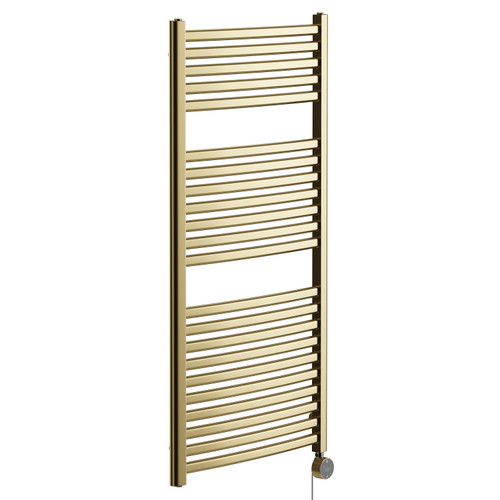 Columbus Colore Brushed Brass 1200mm x 600mm Curved Wifi Thermostatic Electric Heated Towel Rail