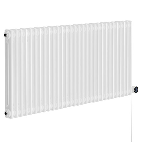 Colosseum White 600mm x 1340mm Horizontal Wifi Thermostatic Electric Double Column Radiator