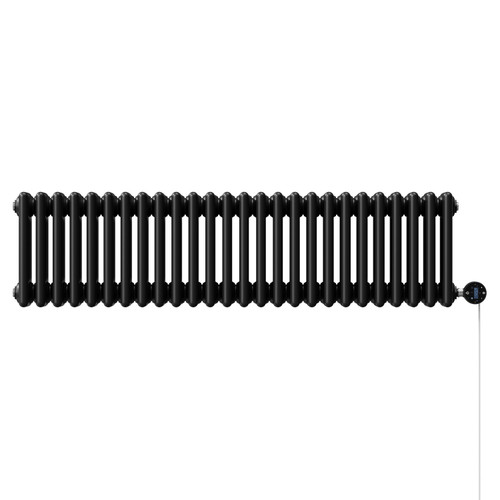 Colosseum Colore Matt Black 300mm x 1164mm Horizontal Wifi Thermostatic Electric Quadruple Column Radiator