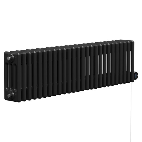Colosseum Colore Matt Black 300mm x 1164mm Horizontal Wifi Thermostatic Electric Quadruple Column Radiator