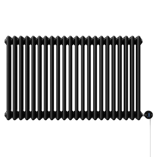 Colosseum Colore Matt Black 600mm x 988mm Horizontal Wifi Thermostatic Electric Quadruple Column Radiator