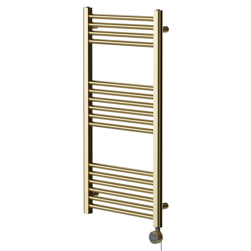 Pizarro Colore Brushed Brass 1000mm x 500mm Straight Wifi Thermostatic Electric Heated Towel Rail