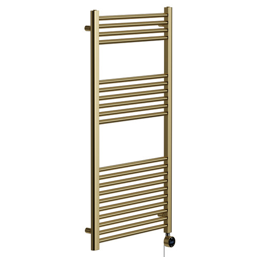Pizarro Colore Brushed Brass 1200mm x 600mm Straight Wifi Thermostatic Electric Heated Towel Rail