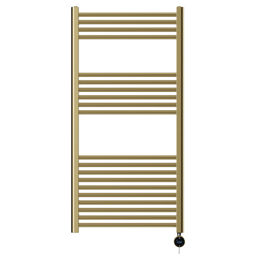 Pizarro Colore Brushed Brass 1200mm x 600mm Straight Wifi Thermostatic Electric Heated Towel Rail