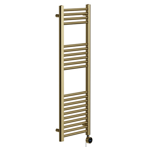 Pizarro Colore Brushed Brass 1200mm x 400mm Straight Wifi Thermostatic Electric Heated Towel Rail