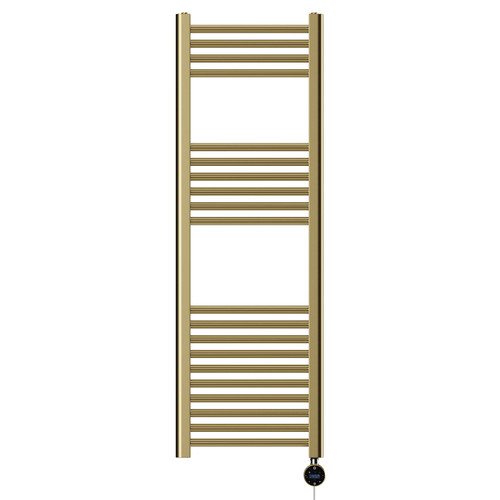 Pizarro Colore Brushed Brass 1200mm x 400mm Straight Wifi Thermostatic Electric Heated Towel Rail