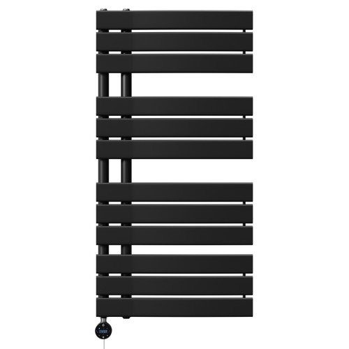 Balboa Colore Matt Black 1080mm x 550mm Curved Wifi Thermostatic Electric Heated Towel Rail