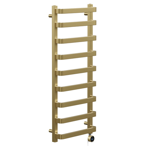 Milton Colore Brushed Brass 1200mm x 500mm Curved Wifi Thermostatic Electric Heated Towel Rail