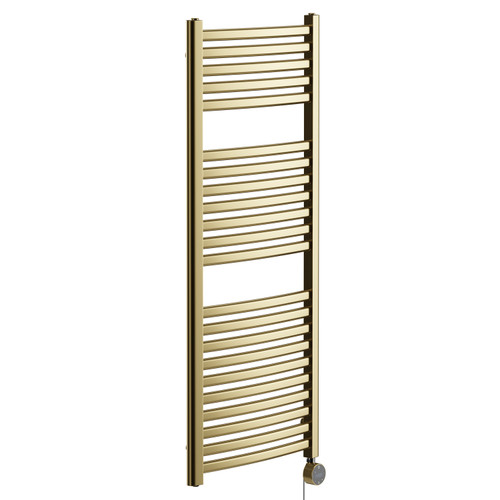 Columbus Colore Brushed Brass 1200mm x 500mm Curved Wifi Thermostatic Electric Heated Towel Rail