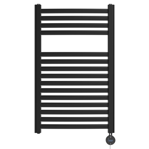 Columbus Colore Matt Black 800mm x 500mm Curved Wifi Thermostatic Electric Heated Towel Rail