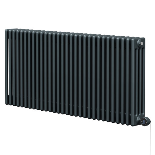 Colosseum Anthracite 600mm x 1340mm Horizontal Wifi Thermostatic Electric Quadruple Column Radiator