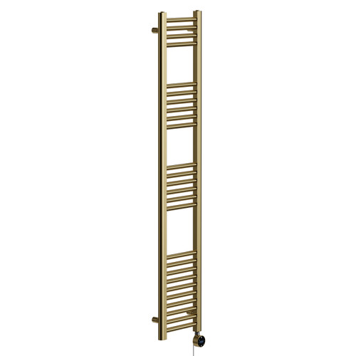 Pizarro Colore Brushed Brass 1600mm x 300mm Straight Wifi Thermostatic Electric Heated Towel Rail