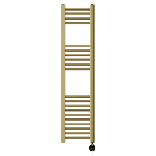 Pizarro Colore Brushed Brass 1200mm x 300mm Straight Wifi Thermostatic Electric Heated Towel Rail