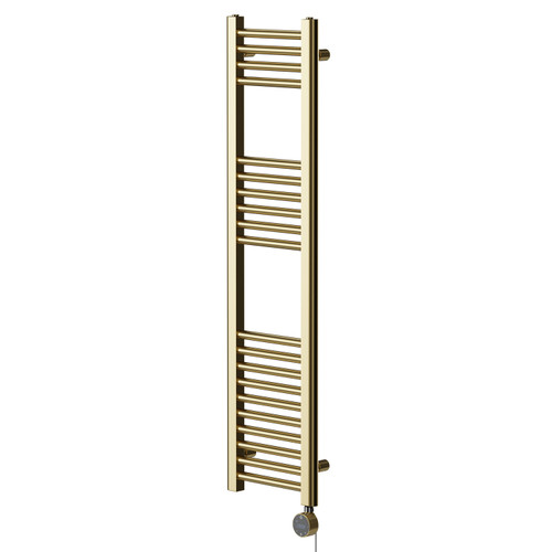 Pizarro Colore Brushed Brass 1200mm x 300mm Straight Wifi Thermostatic Electric Heated Towel Rail