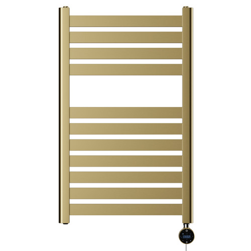 Cassini Colore Brushed Brass 800mm x 500mm Straight Wifi Thermostatic Electric Heated Towel Rail