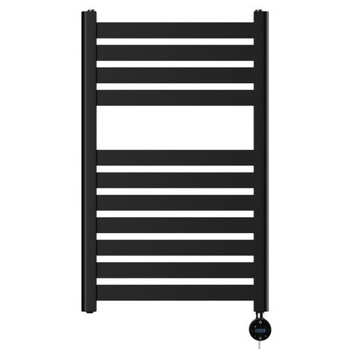 Cassini Colore Matt Black 800mm x 500mm Straight Wifi Thermostatic Electric Heated Towel Rail
