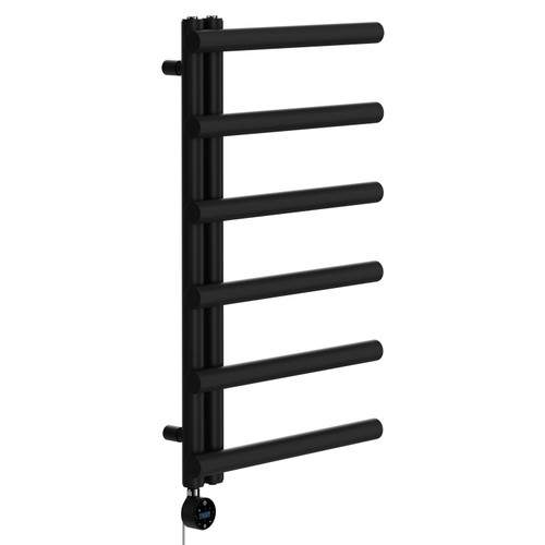 Mason Colore Matt Black 850mm x 500mm Designer Wifi Thermostatic Electric Heated Towel Rail