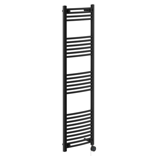 Marco Colore Matt Black 1600mm x 500mm Curved Wifi Thermostatic Electric Heated Towel Rail
