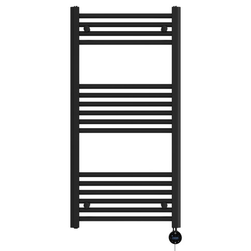 Pizarro Colore Matt Black 1000mm x 500mm Straight Wifi Thermostatic Electric Heated Towel Rail
