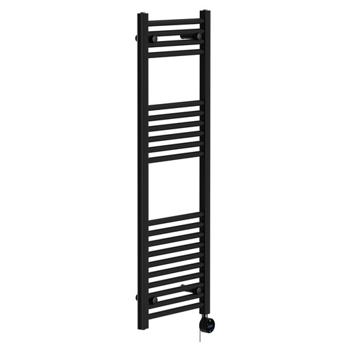 Pizarro Colore Matt Black 1200mm x 400mm Straight Wifi Thermostatic Electric Heated Towel Rail