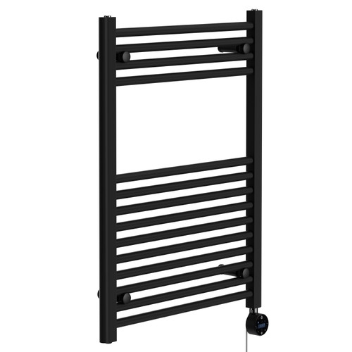 Pizarro Colore Matt Black 800mm x 600mm Straight Wifi Thermostatic Electric Heated Towel Rail