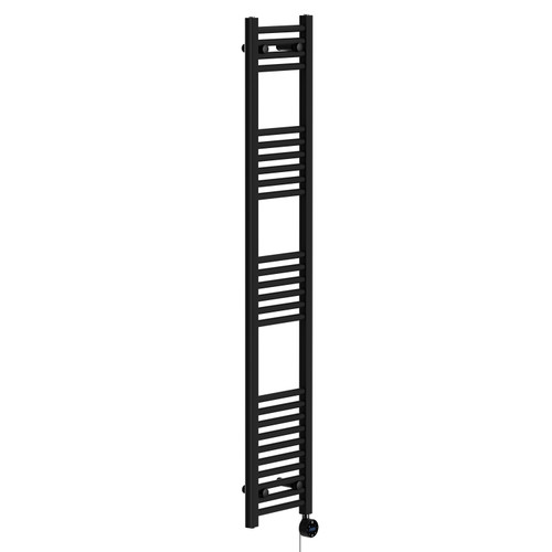 Pizarro Colore Matt Black 1600mm x 300mm Straight Wifi Thermostatic Electric Heated Towel Rail