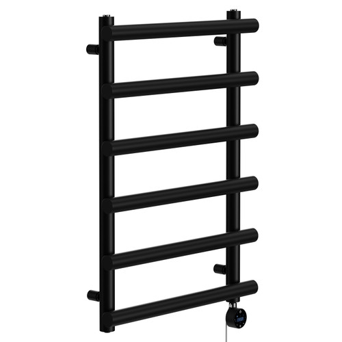 Finley Colore Matt Black 850mm x 600mm Designer Wifi Thermostatic Electric Heated Towel Rail