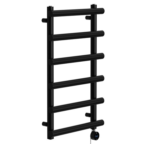 Finley Colore Matt Black 850mm x 500mm Designer Wifi Thermostatic Electric Heated Towel Rail