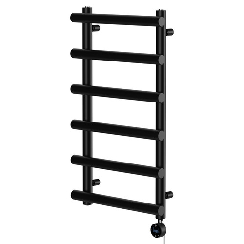 Finley Colore Matt Black 850mm x 500mm Designer Wifi Thermostatic Electric Heated Towel Rail