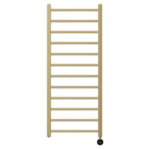 Cohen Colore Brushed Brass 1200mm x 500mm Straight Wifi Thermostatic Electric Heated Towel Rail