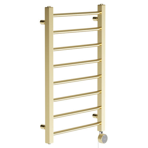 Cohen Colore Brushed Brass 800mm x 500mm Straight Wifi Thermostatic Electric Heated Towel Rail