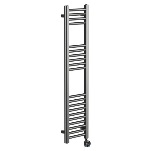 Pizarro Colore Gunmetal Grey 1200mm x 300mm Straight Wifi Thermostatic Electric Heated Towel Rail