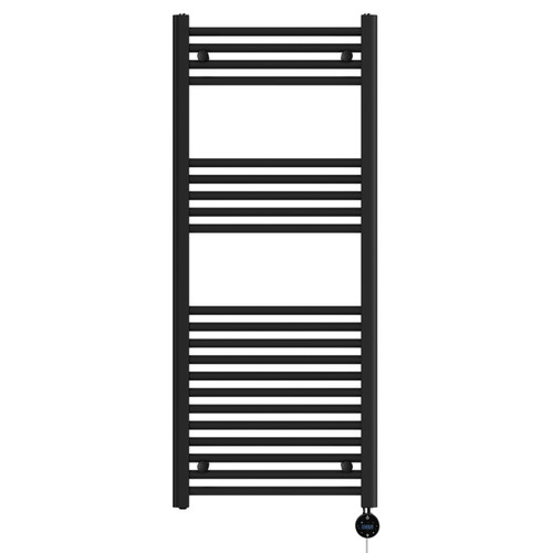 Pizarro Colore Matt Black 1200mm x 500mm Straight Wifi Thermostatic Electric Heated Towel Rail
