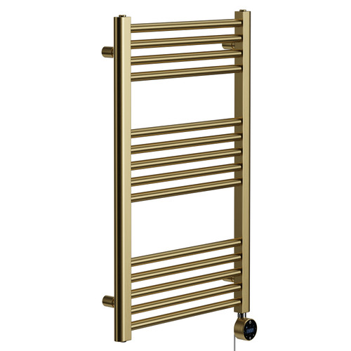 Pizarro Colore Brushed Brass 800mm x 500mm Straight Wifi Thermostatic Electric Heated Towel Rail