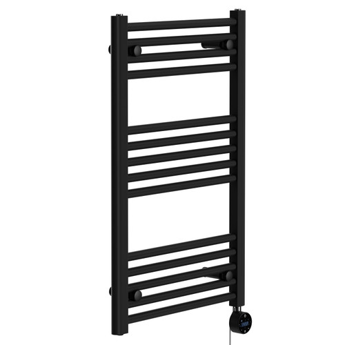 Pizarro Colore Matt Black 800mm x 500mm Straight Wifi Thermostatic Electric Heated Towel Rail