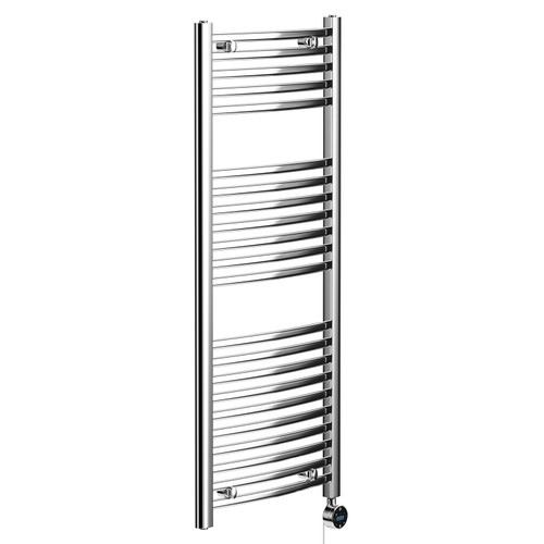 Columbus Chrome 1200mm x 500mm Curved Wifi Thermostatic Electric Heated Towel Rail