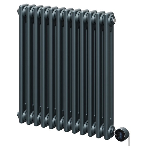 Colosseum Anthracite 600mm x 548mm Horizontal Wifi Thermostatic Electric Double Column Radiator