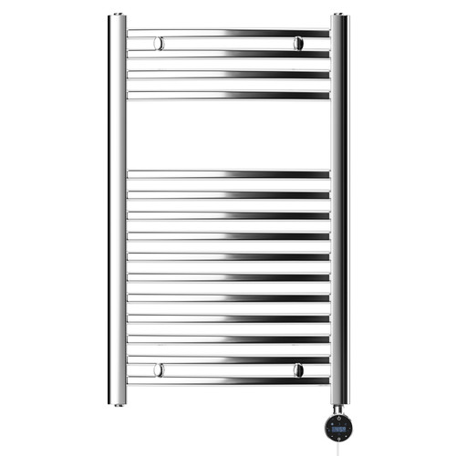 Columbus Chrome 800mm x 500mm Curved Wifi Thermostatic Electric Heated Towel Rail