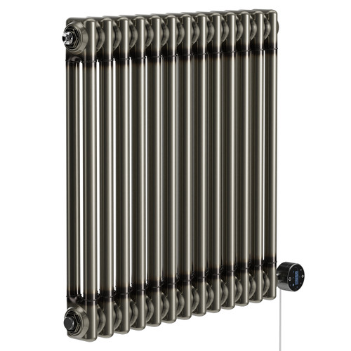 Colosseum Raw Metal 600mm x 548mm Horizontal Wifi Thermostatic Electric Double Column Radiator