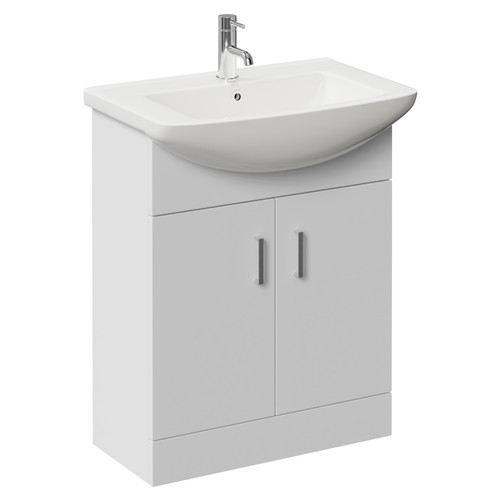 Modena Gloss White 650mm 2 Door Vanity Unit Left Hand View