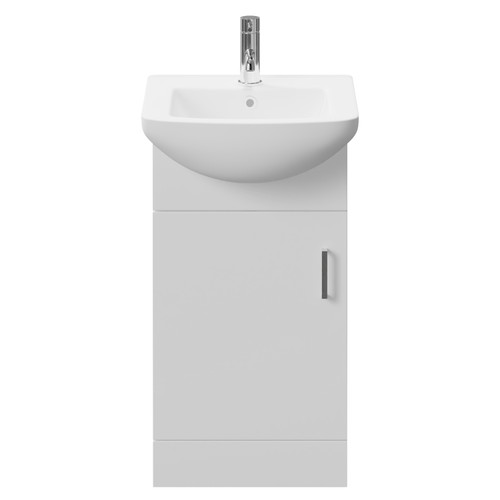 Modena Gloss White 450mm Single Door Vanity Unit View from Front