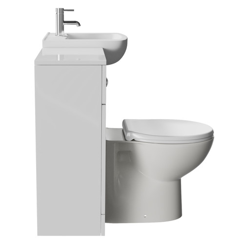 Modena Gloss White 950mm Single Door Vanity Unit Toilet Suite Side View