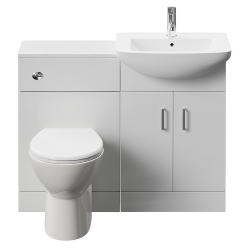 Modena Gloss White 1050mm 2 Door Vanity Unit Toilet Suite View from Front