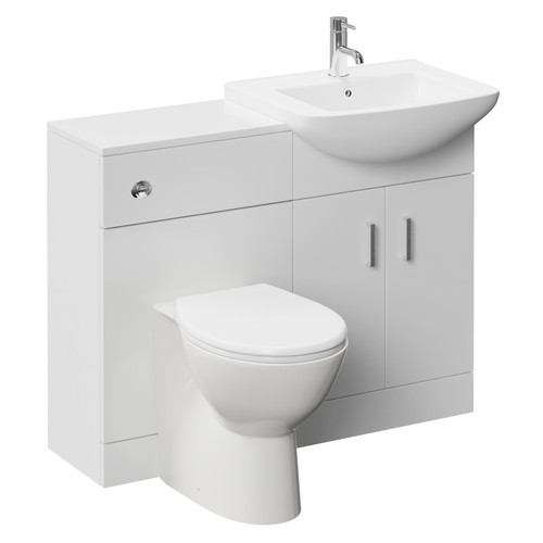 Modena Gloss White 1050mm 2 Door Vanity Unit Toilet Suite Left Hand View